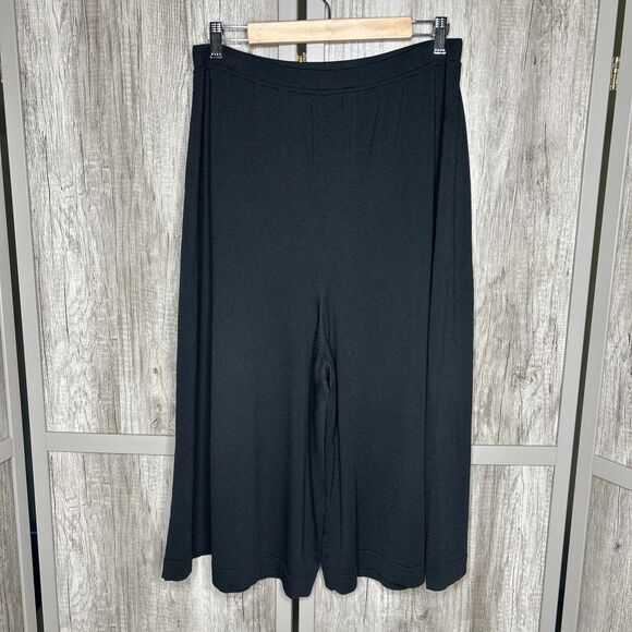 Crea Concept Pants Wide Leg High Rise Cropped Minimalist Black Size 42 - Picture 1 of 7
